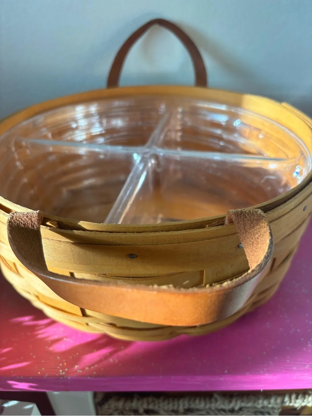 Vintage 1999 Longaberger Large Darning Basket w/ 2 Different Plastic Protectors